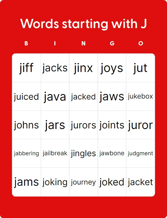 Words starting with J Words starting with J