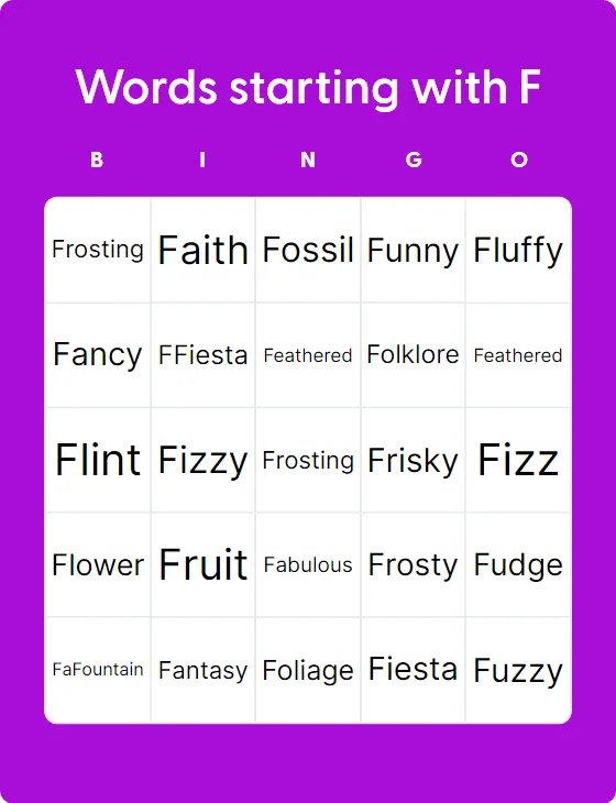 Words starting with F