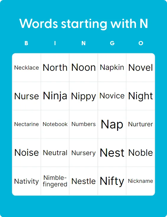 Words starting with N