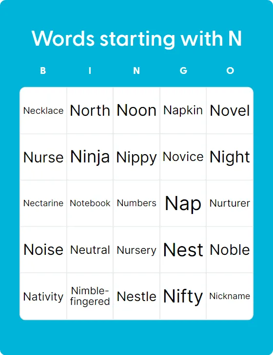 Words starting with N Words starting with N