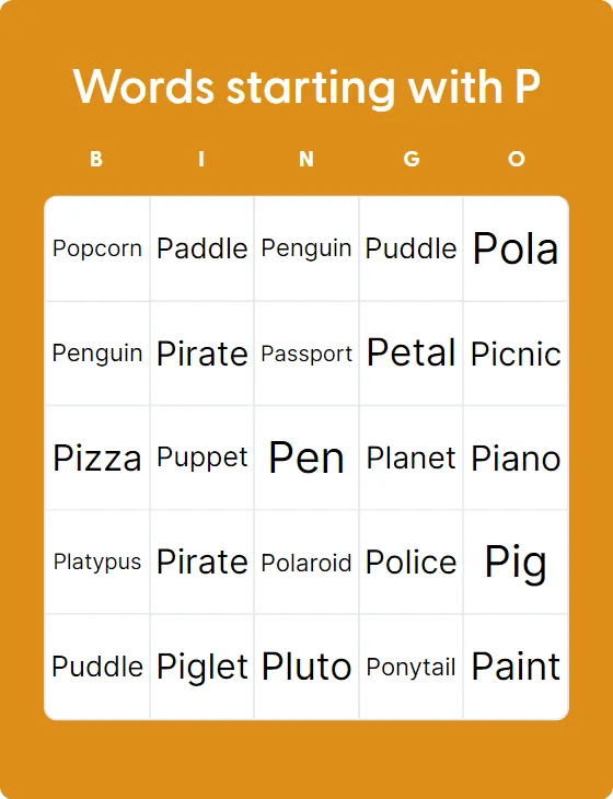 Words starting with P