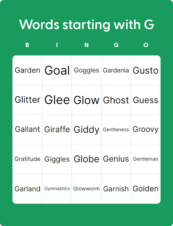 Words starting with G Words starting with G