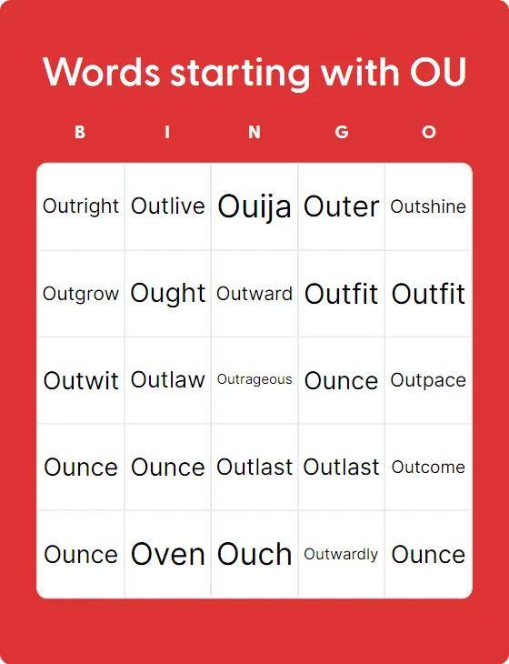 Words starting with OU