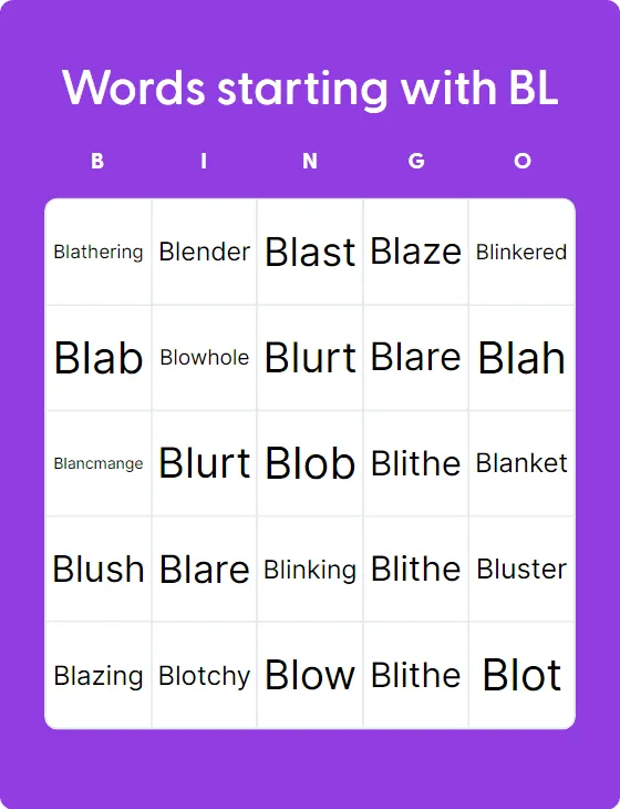 Words starting with BL Words starting with BL