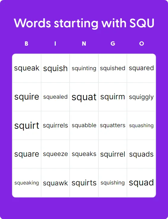 Words starting with SQU