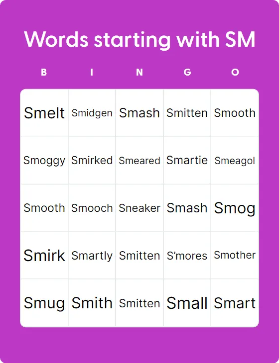 Words starting with SM