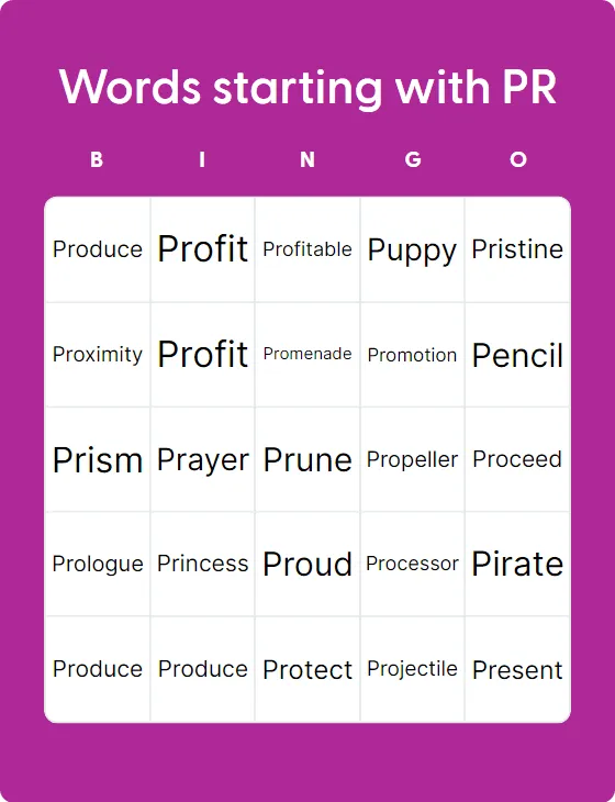 Words starting with PR Words starting with PR