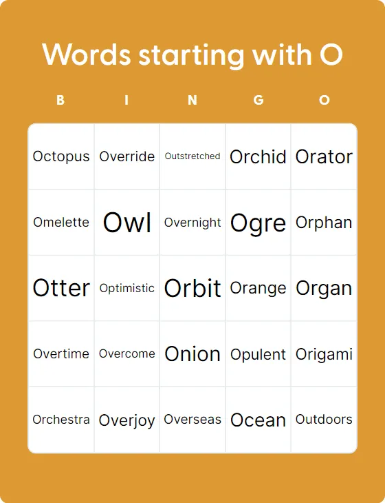 Words starting with O