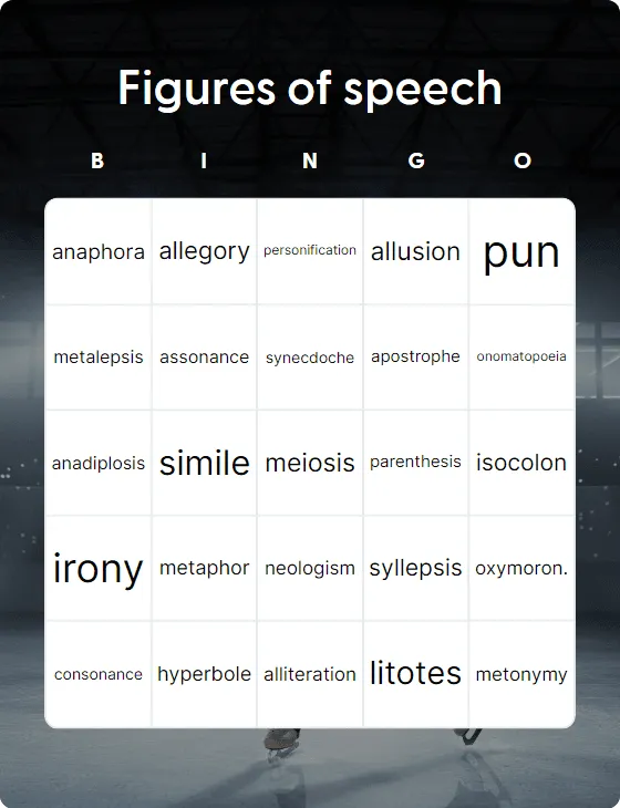Figures of speech bingo