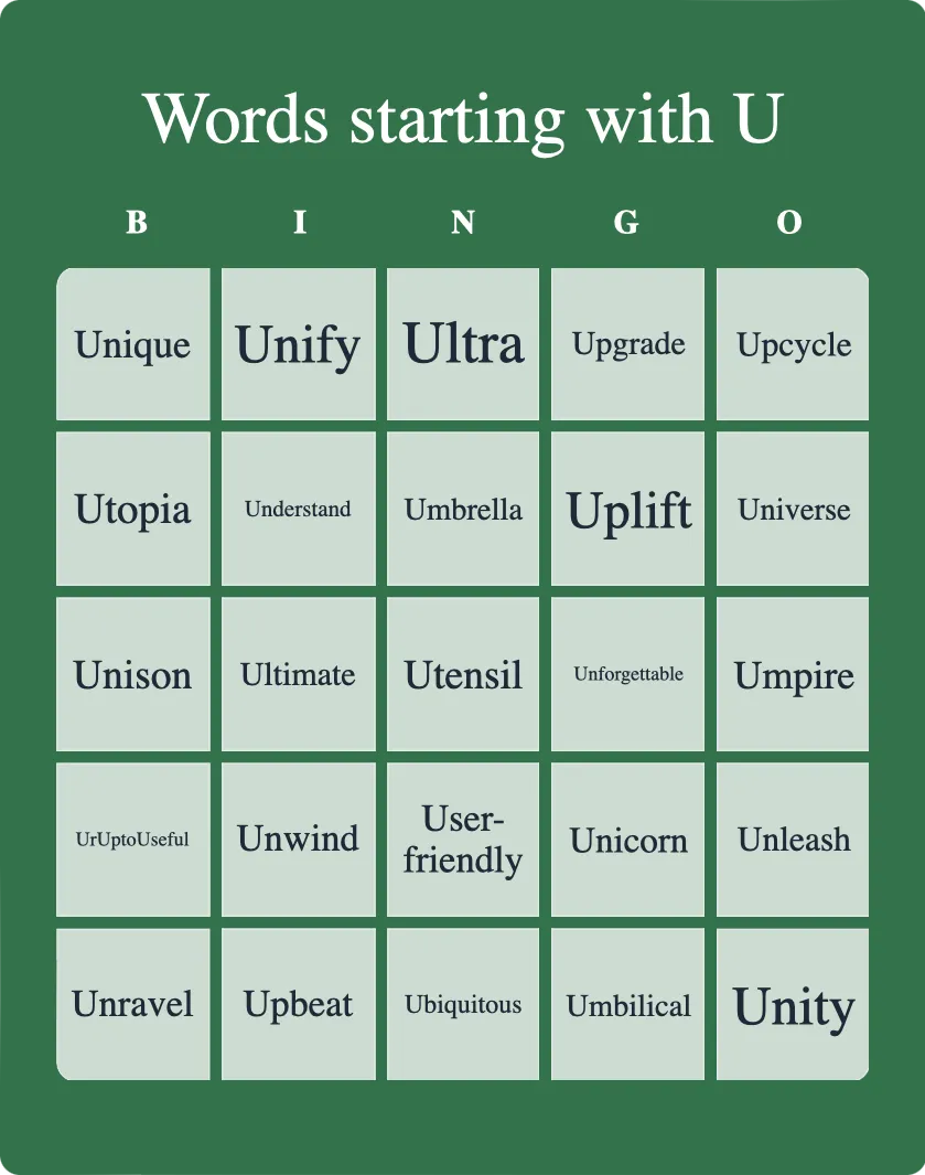 Words starting with U