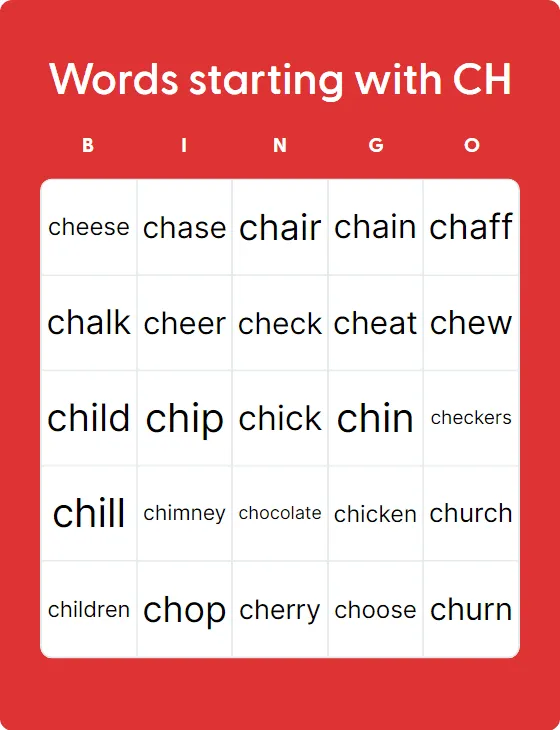Words starting with CH