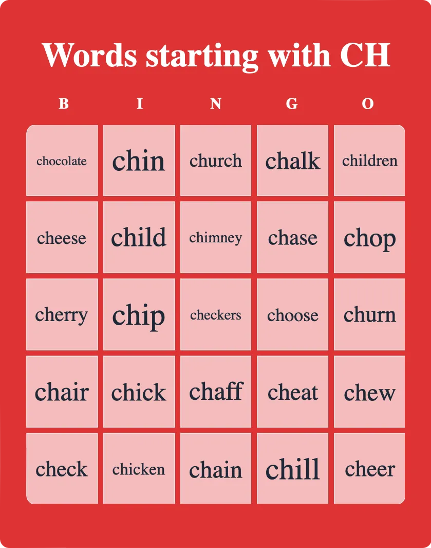 Words starting with CH