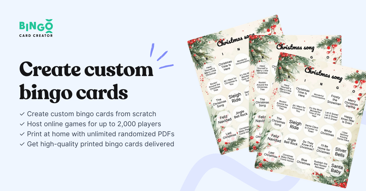 christmas-song-bingo-printable-customizable-bingo-card-creator for Free Printable Christmas Music Bingo Cards Christmas Song Bingo: Printable & Customizable - Bingo Card Creator for Free Printable Christmas Music Bingo Cards