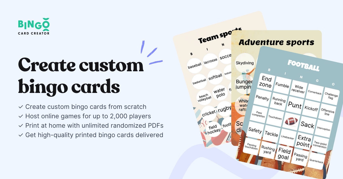 Sports Bingo: Printable & Customizable - Bingo Card Creator