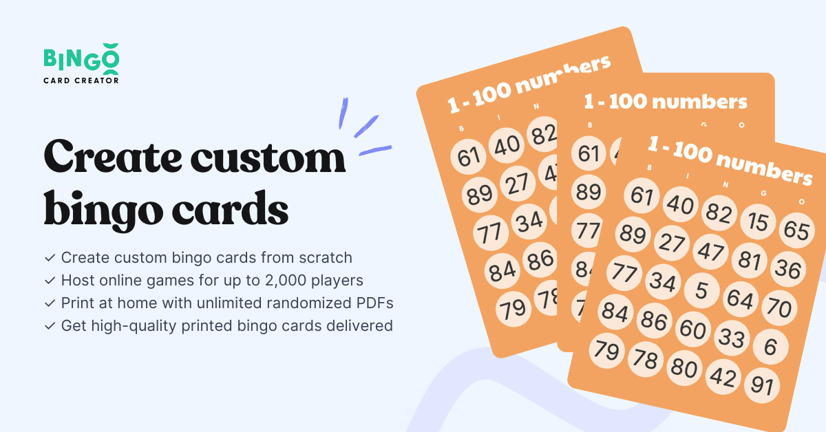 1-100-numbers-bingo-printable-customizable-bingo-card-creator for Free Printable Bingo Cards 1 100 1 - 100 Numbers Bingo: Printable & Customizable - Bingo Card Creator for Free Printable Bingo Cards 1 100