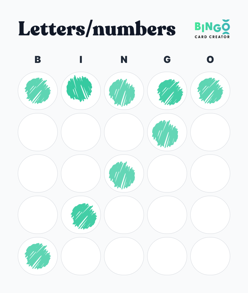 Letter/Number Bingo Pattern