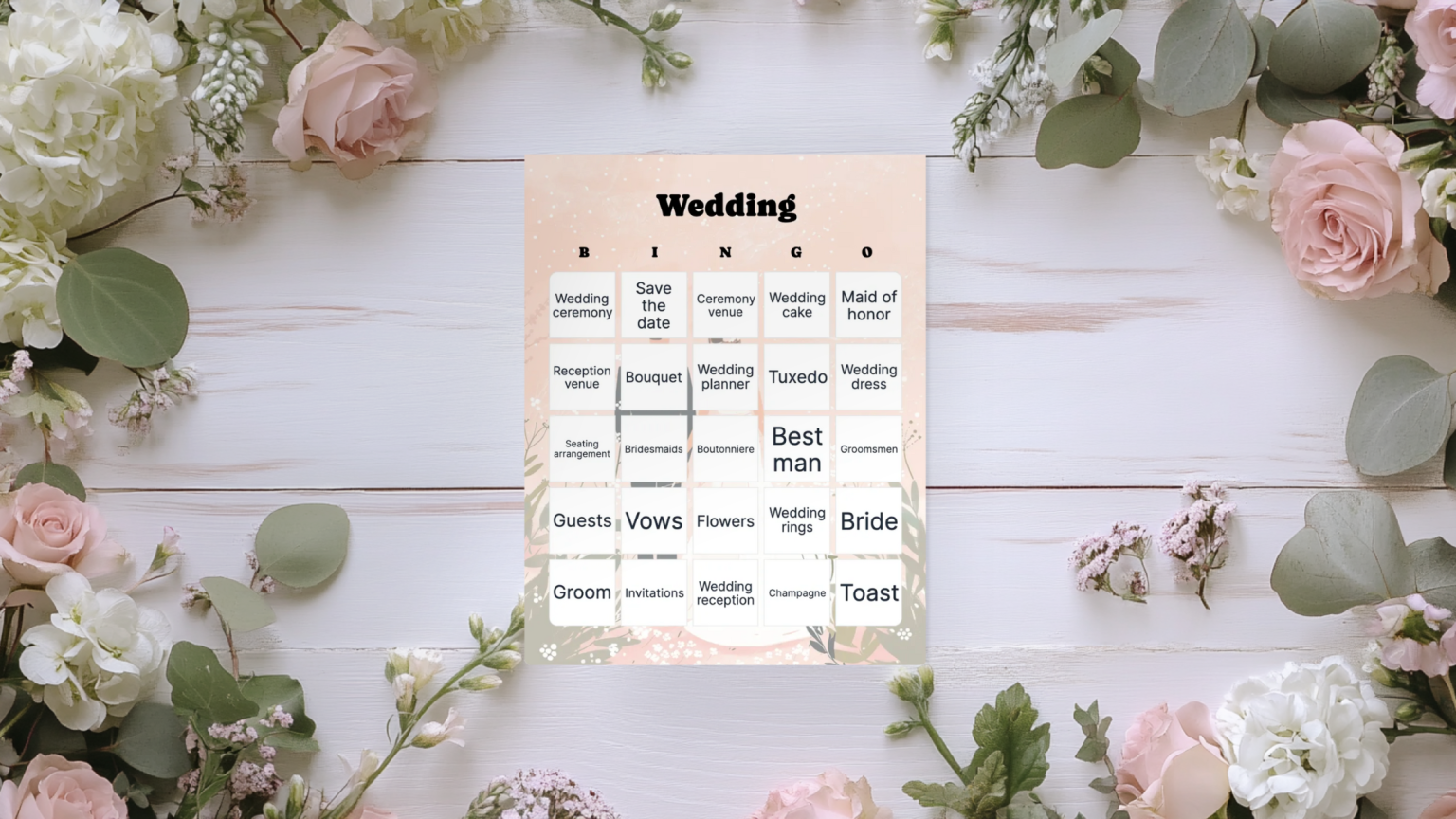 Wedding Bingo: Printable Customizable Bingo Card Creator