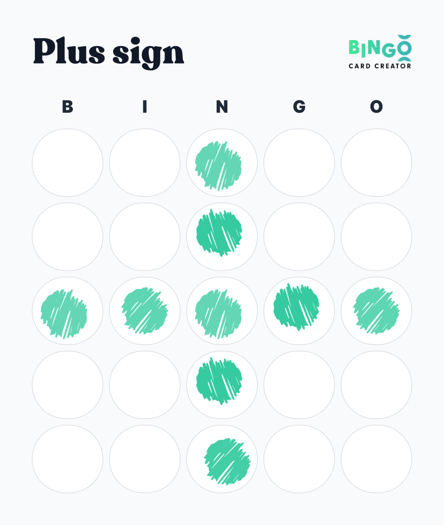 Plus sign Bingo Pattern