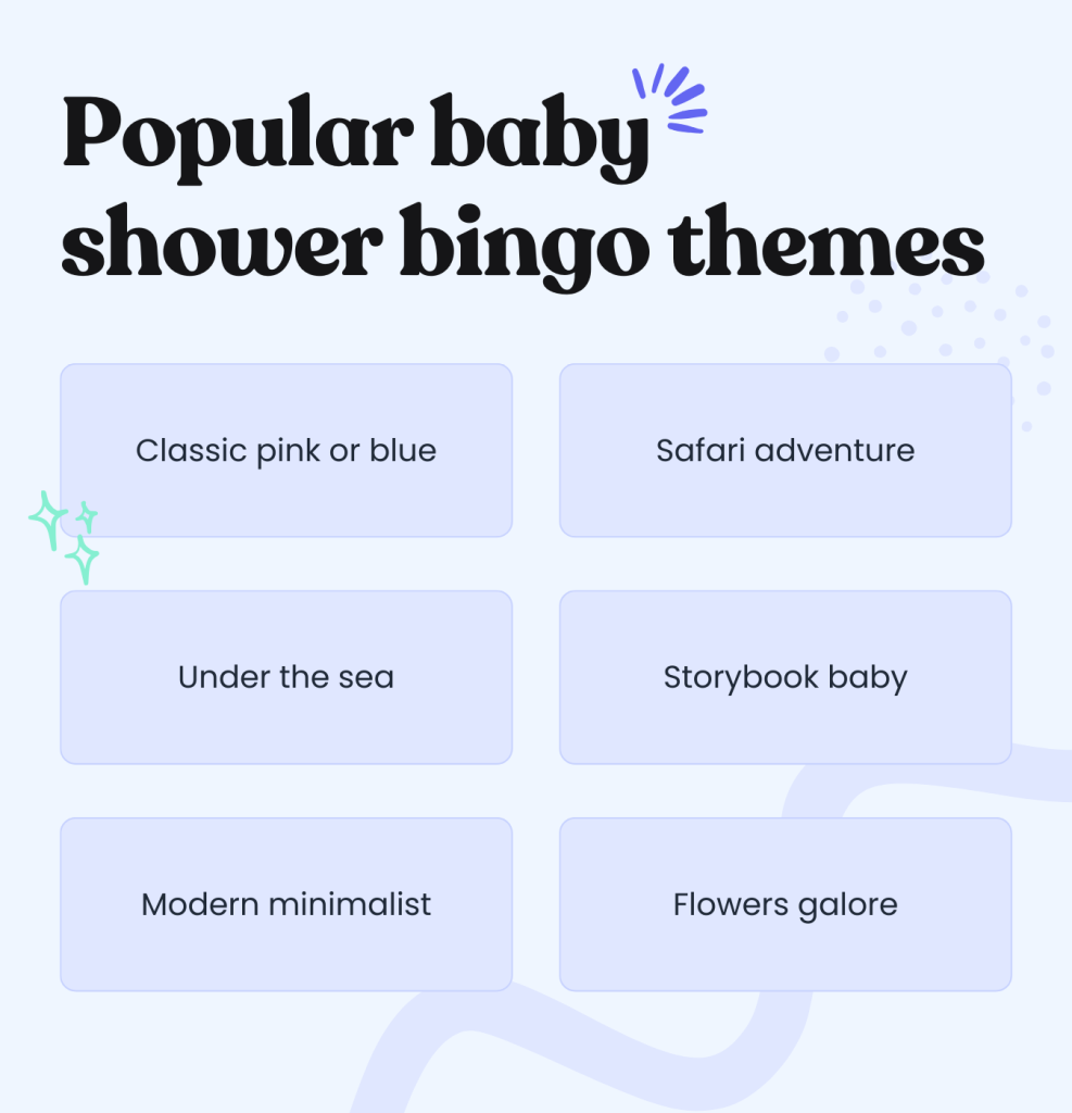 Popular baby shower bingo themes