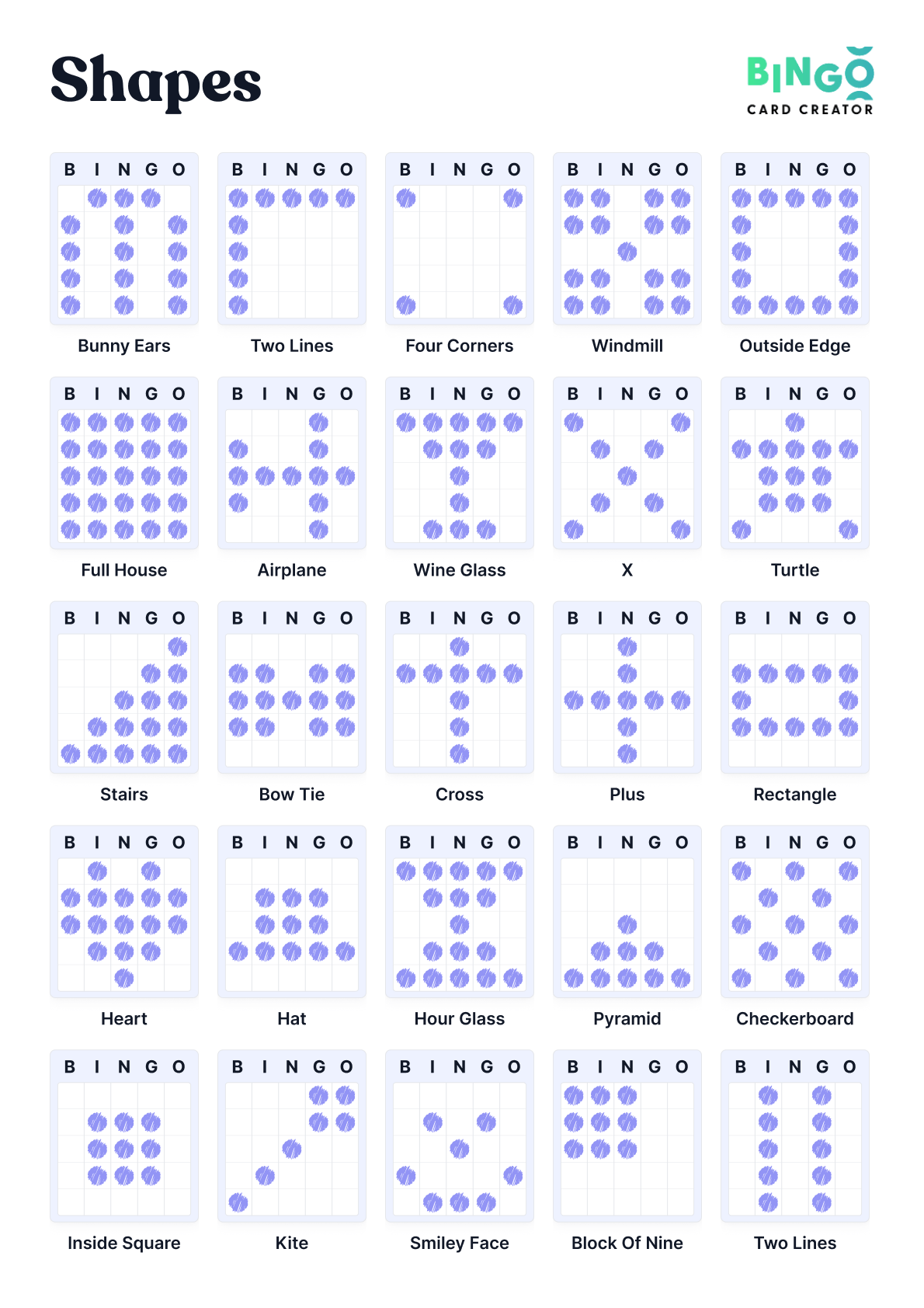 Shape Bingo Patterns