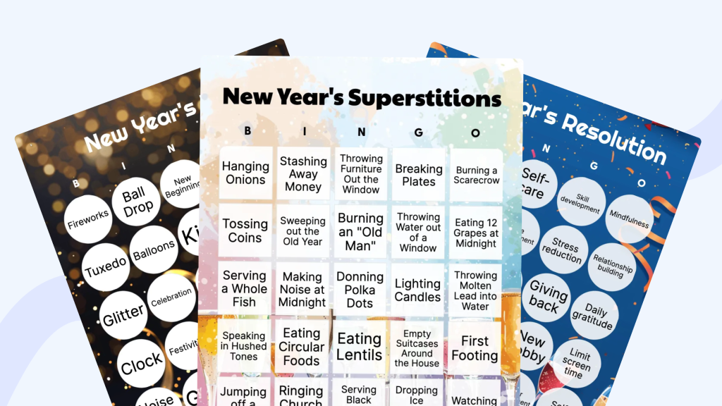 new years eve bingo cards