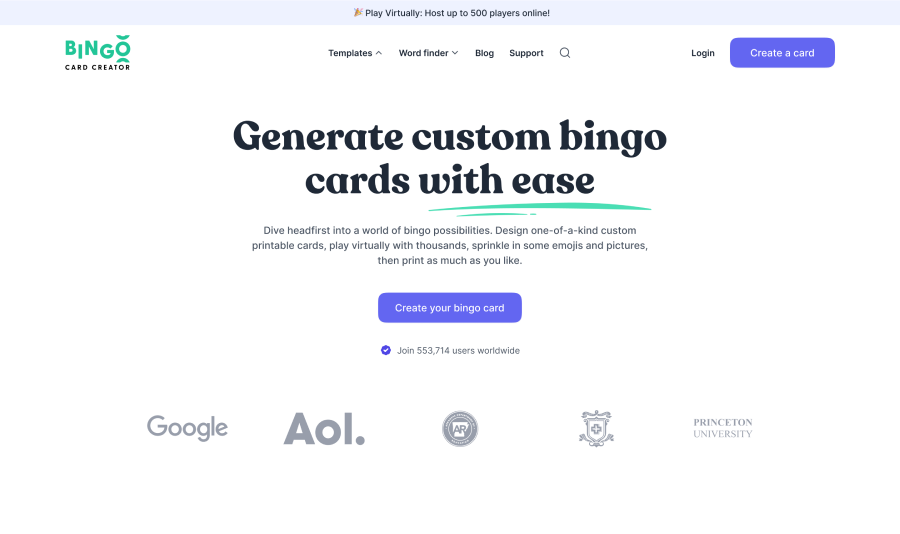 Create bingo card