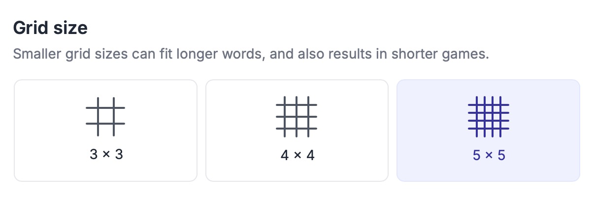 card generator grid size