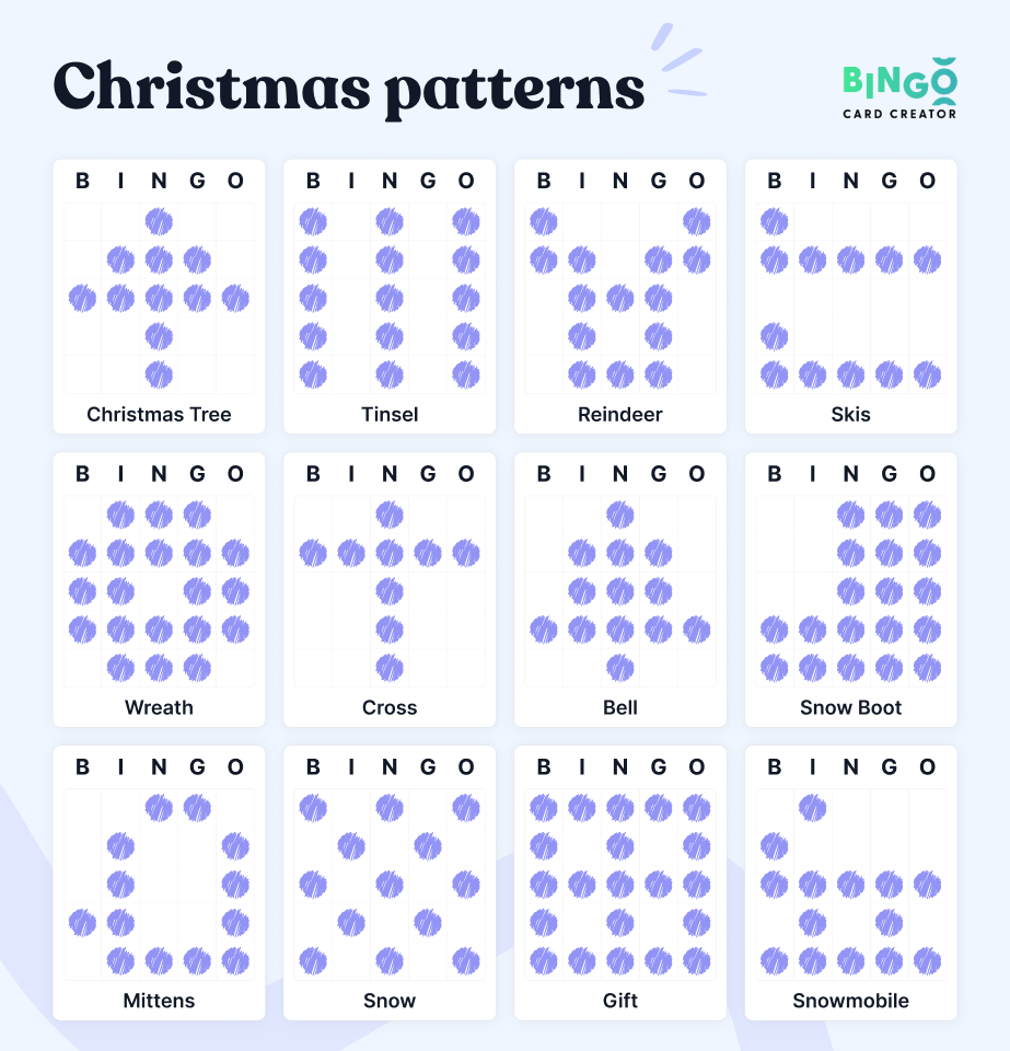 christmas bingo patterns