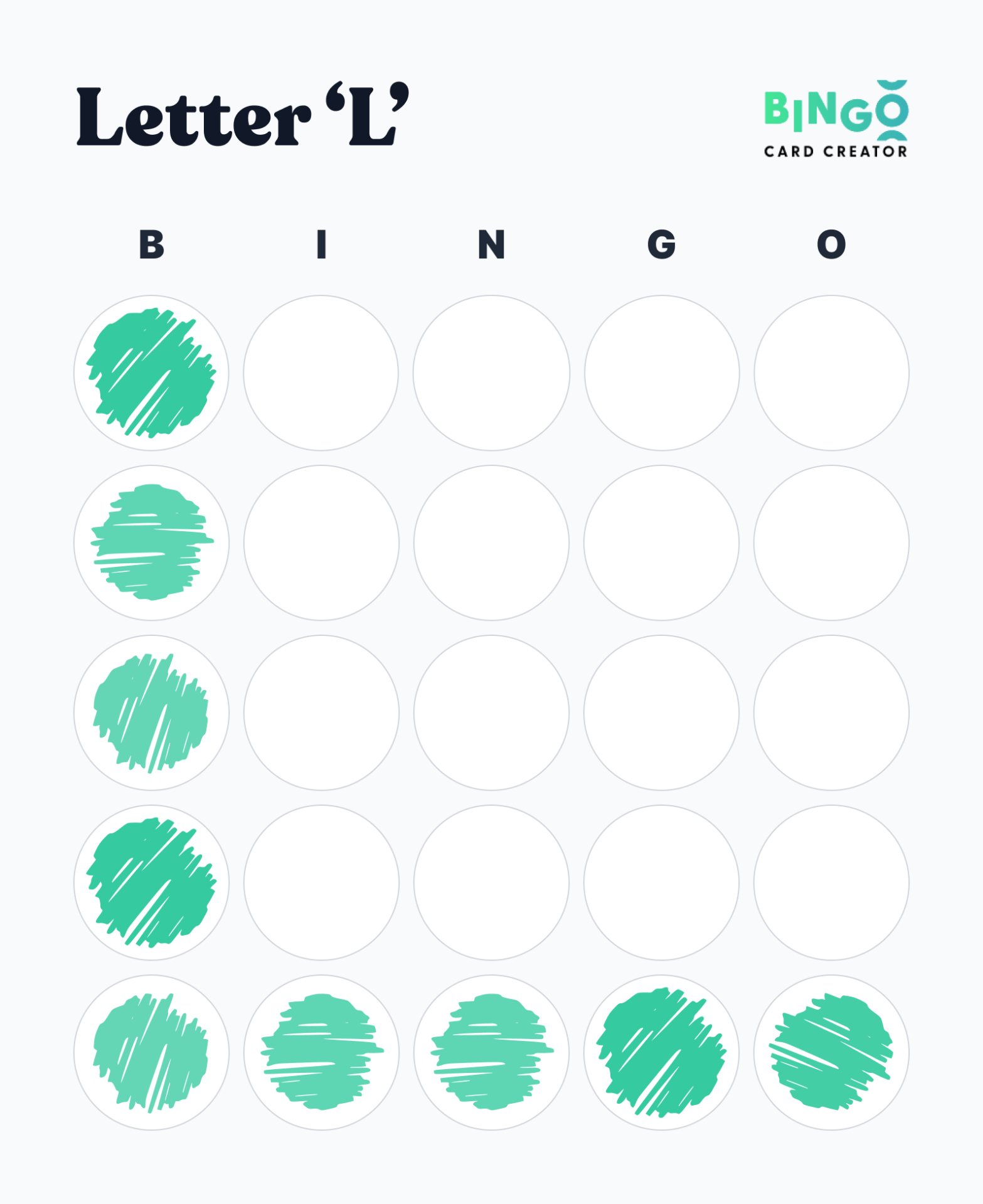 letter l bingo pattern 