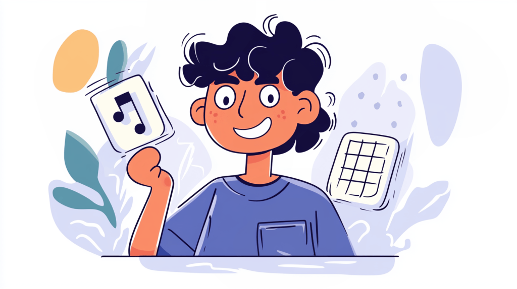 music bingo character illustration