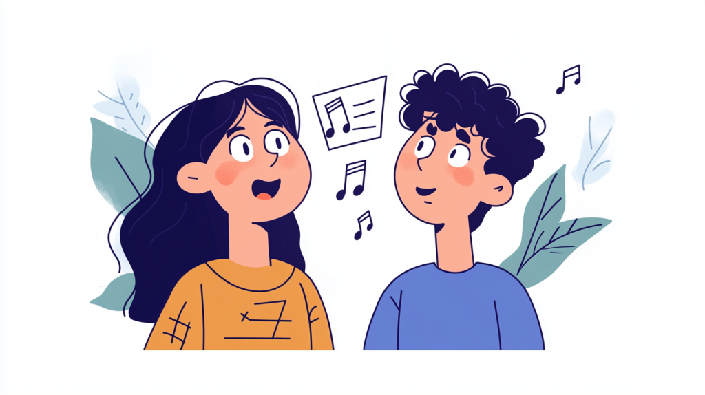 two characters singing