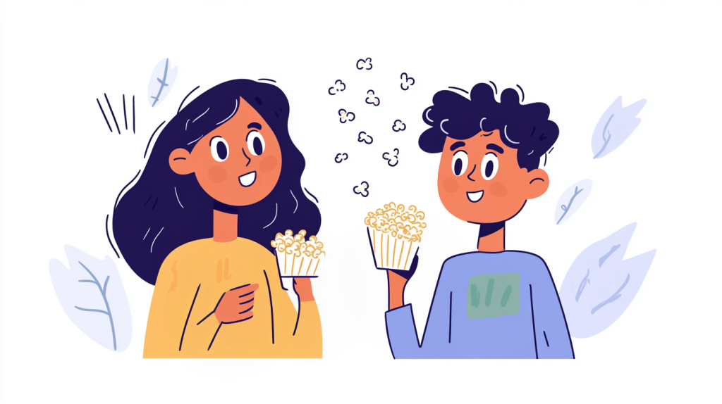 two people with popcorn